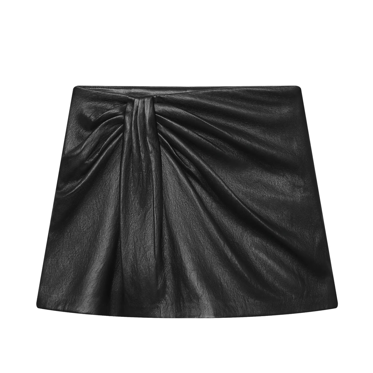 Spicy girl faux leather pleated skirt pants