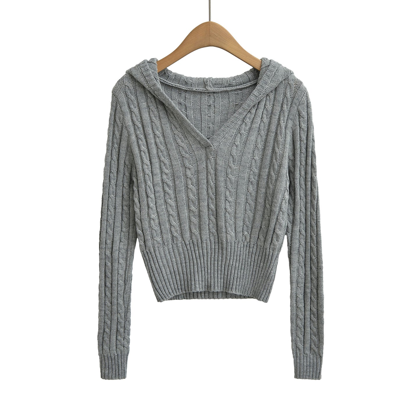 Hooded V-neck sweater