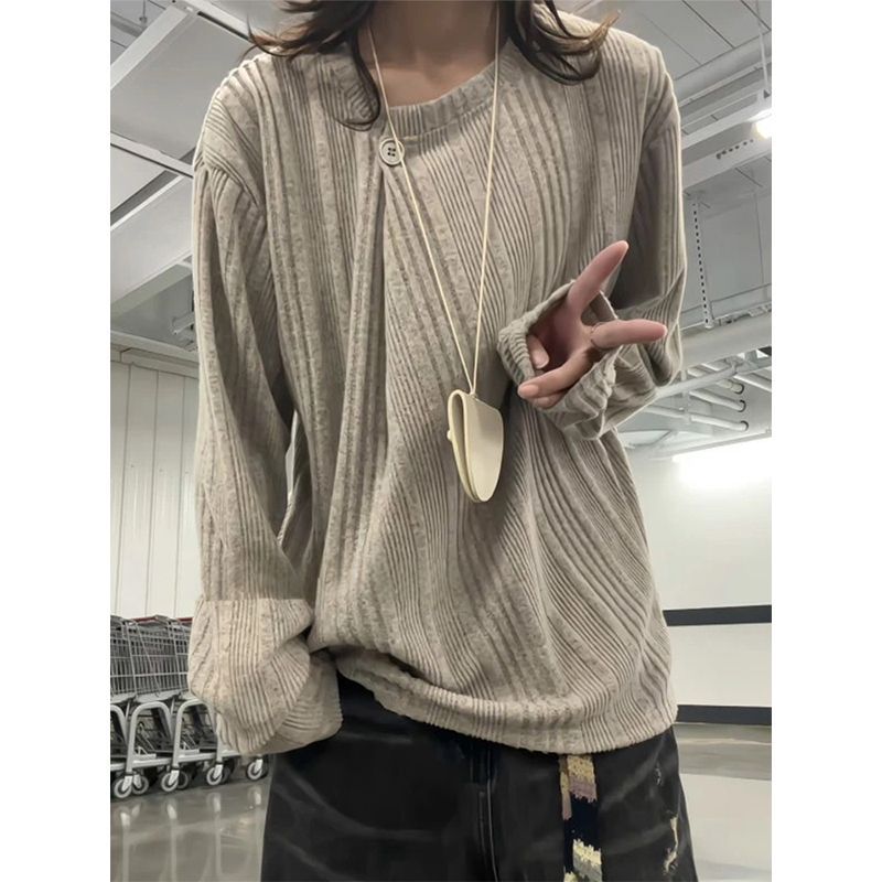 Single Button Knit Long Sleeve Base Layer Men's High-End Slim Fit Collarless Hoodie Inner T-Shirt