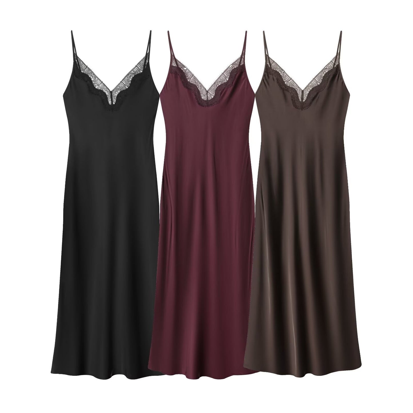 Elegant patchwork lace V-neck backless camisole dress