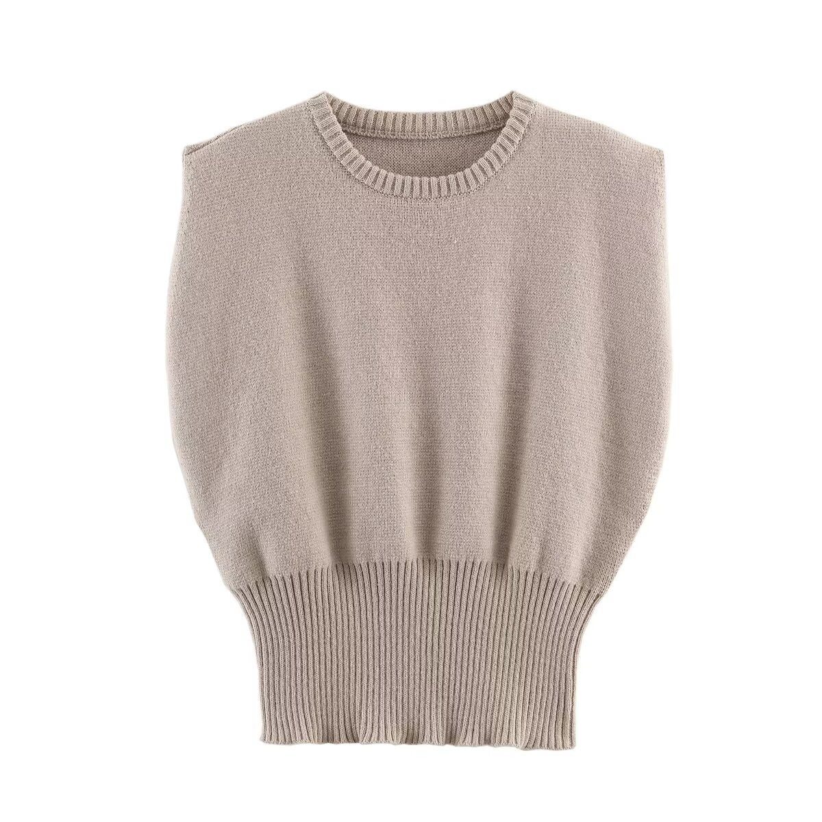 Loose round neck sleeveless knitted vest
