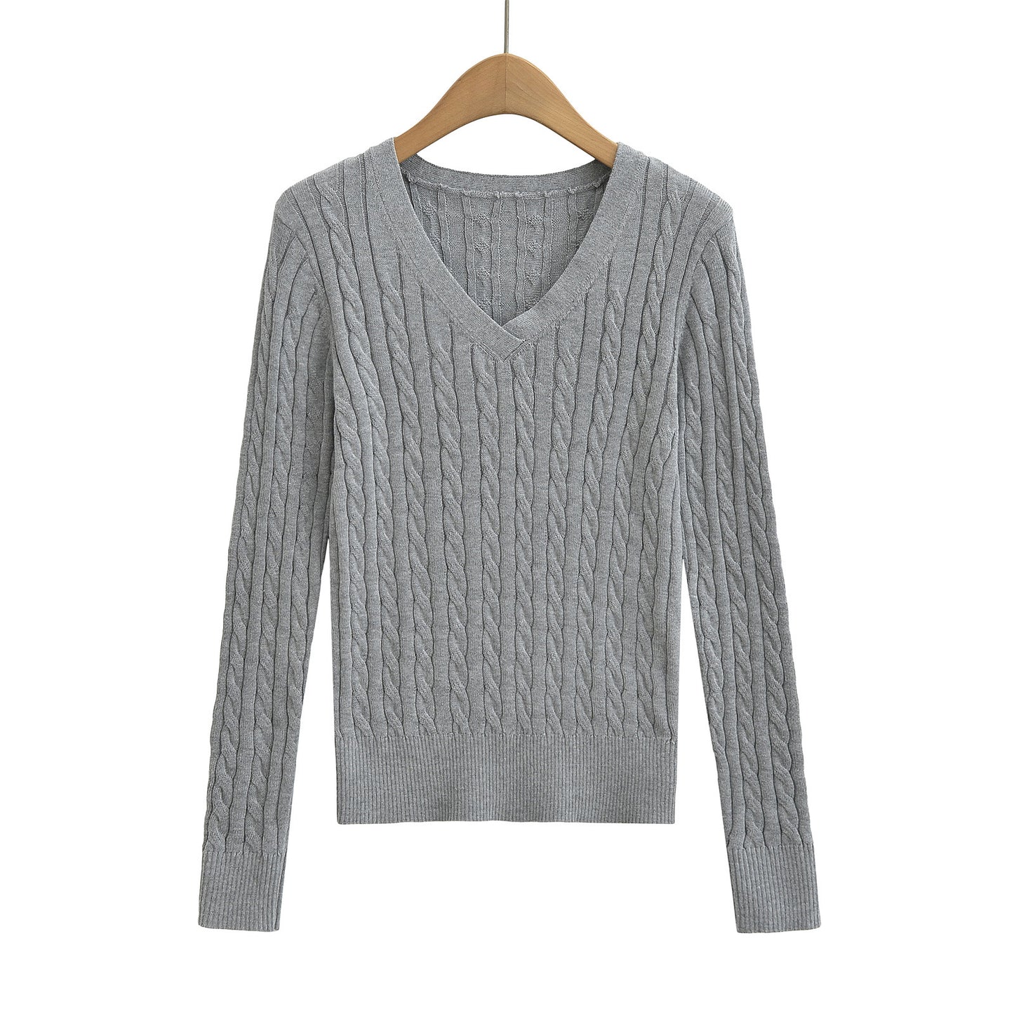 V-neck long sleeved slim fit sweater