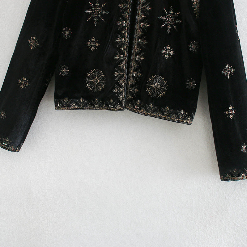 Royal Embroidered Velvet Coat for Women