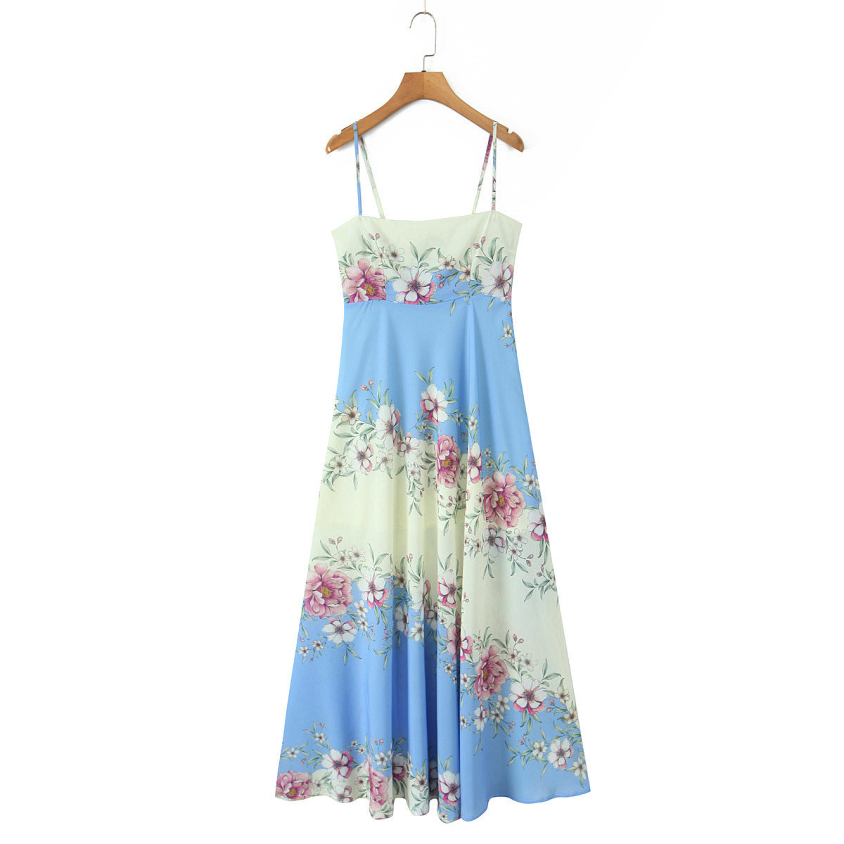 Vacation style slimming positioning printed suspender dress