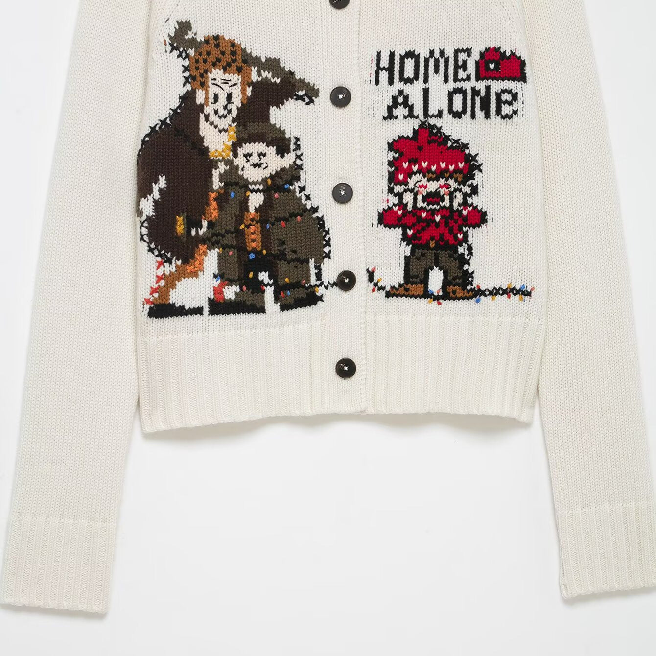 Style New Women's Knit Cardigan with quotHome Alonequot Jacquard Pattern