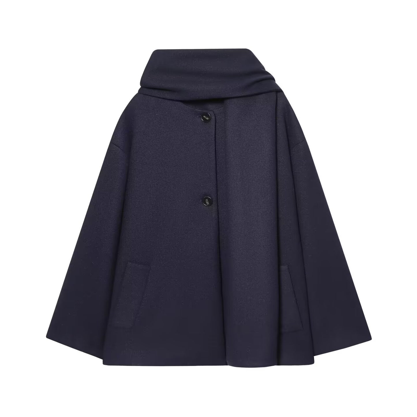 Wool blend scarf short coat jacket