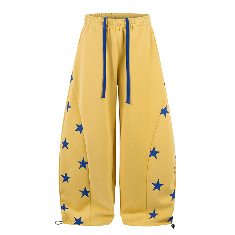 Star Print Casual Pants Women Loose Wide Leg Versatile Long Trousers