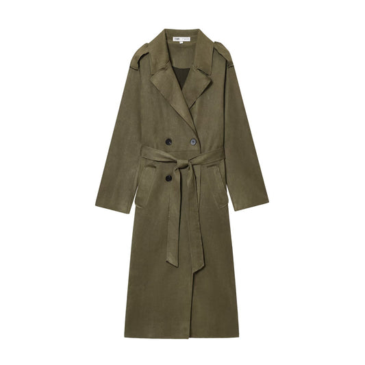 New women's fashionable anti suede effect long windbreaker