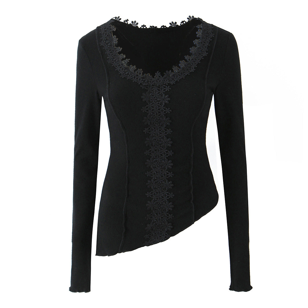 V-neck lace slim top