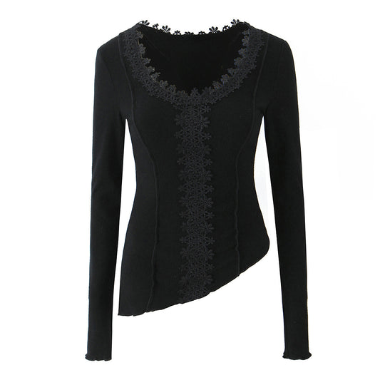 V-neck lace slim top