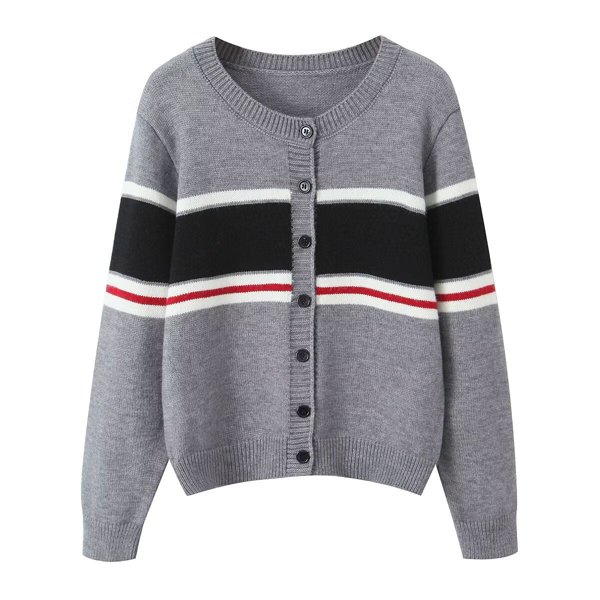 Simple casual striped cardigan sweater jacket
