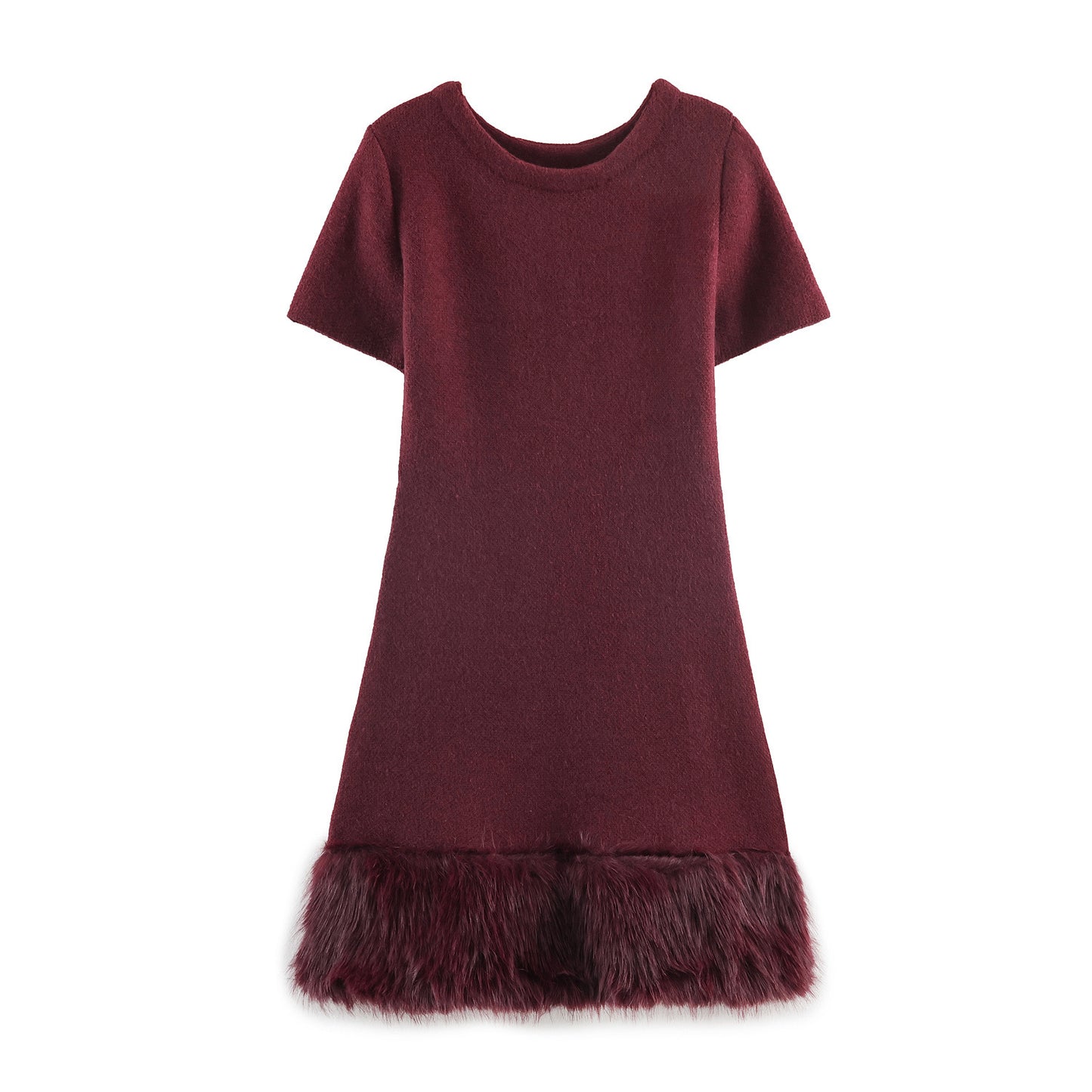 Artificial fur patchwork knitted dress