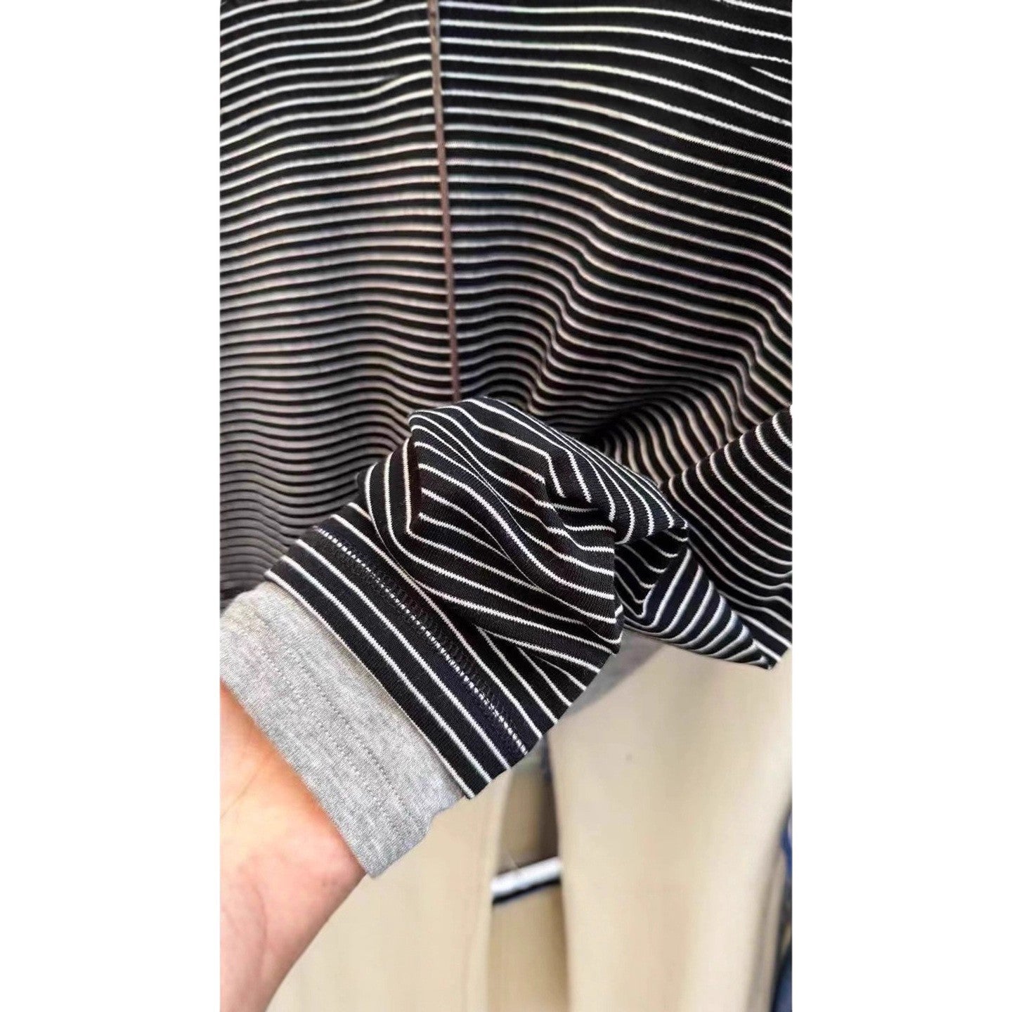 Two-Piece Round Neck Striped Long Sleeve T-Shirt for Women, Fitted Inner Layer