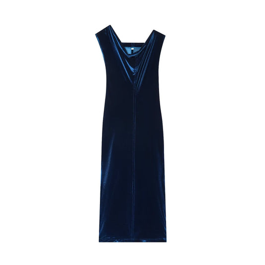 Dress Waist Velvet Midi Dress for Women