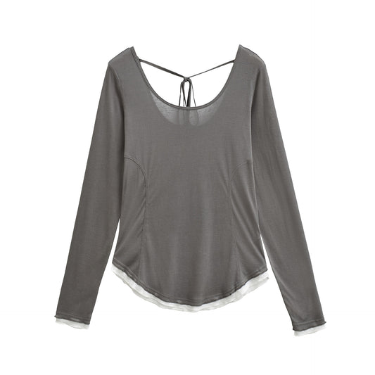 Slim fit backless tied top T-shirt