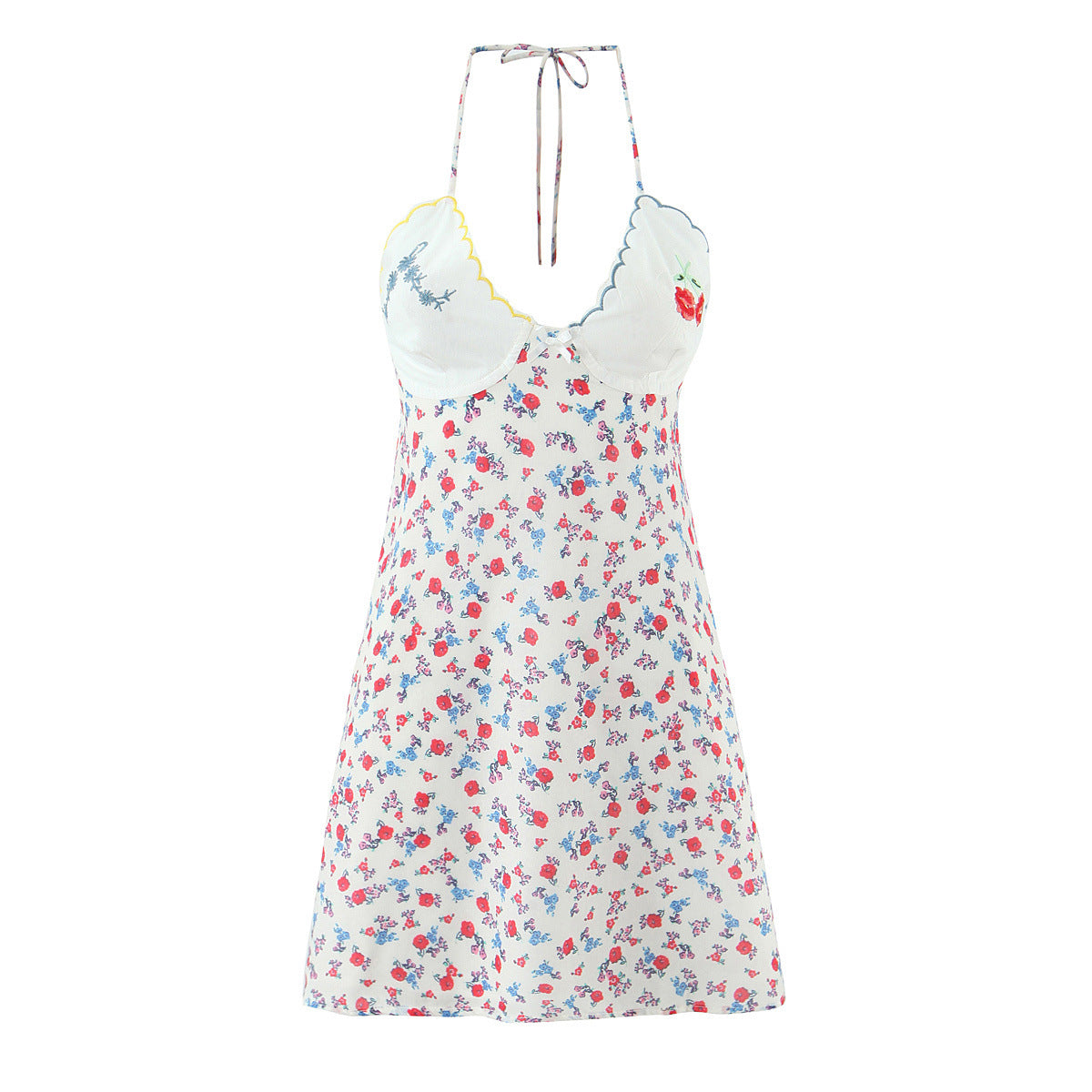 Hot girl sexy floral suspender dress