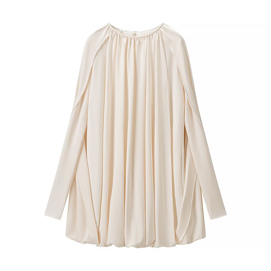 Street cape style pleated loose dress