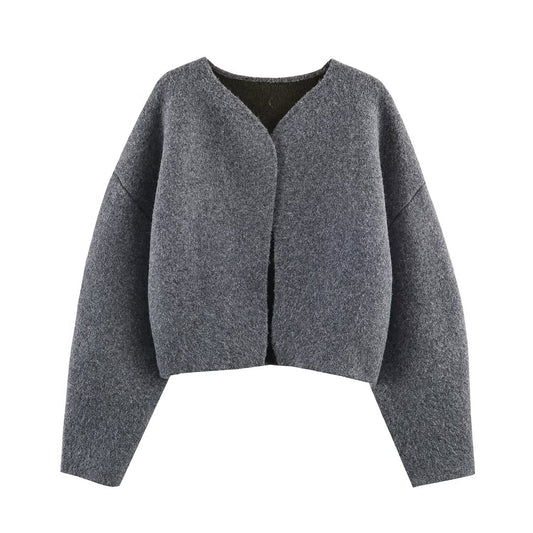 Simple style casual double-sided knitted jacket