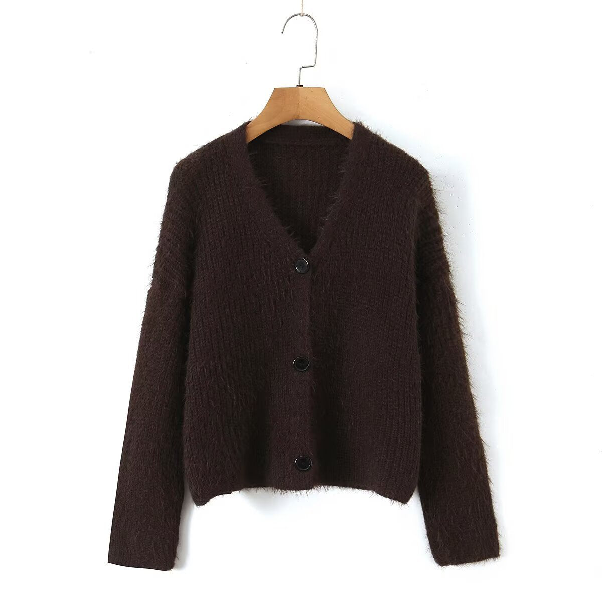 Lazy style high-end mohair cardigan sweater