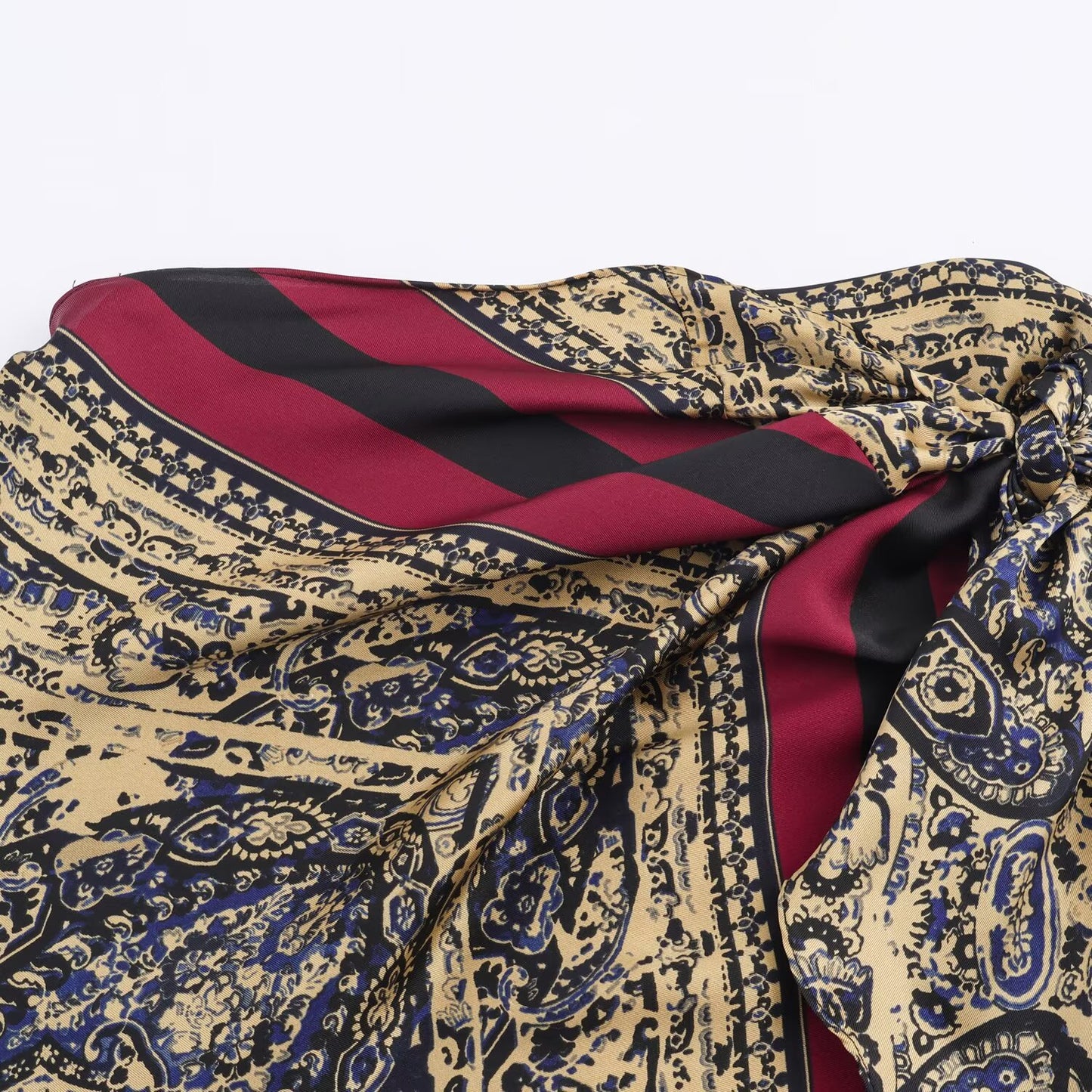 Style Paisley Pattern Sleeveless Wrap A-Line Dress
