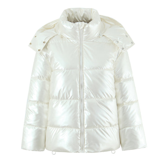 Multi colored women's loose stand collar bread jacket cotton coat versatile
