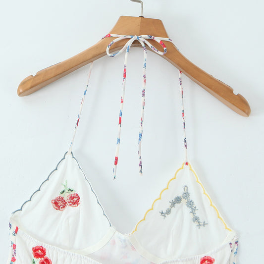 Sexy Fashion Sexy Floral Embroidered Strapless Backless Dress