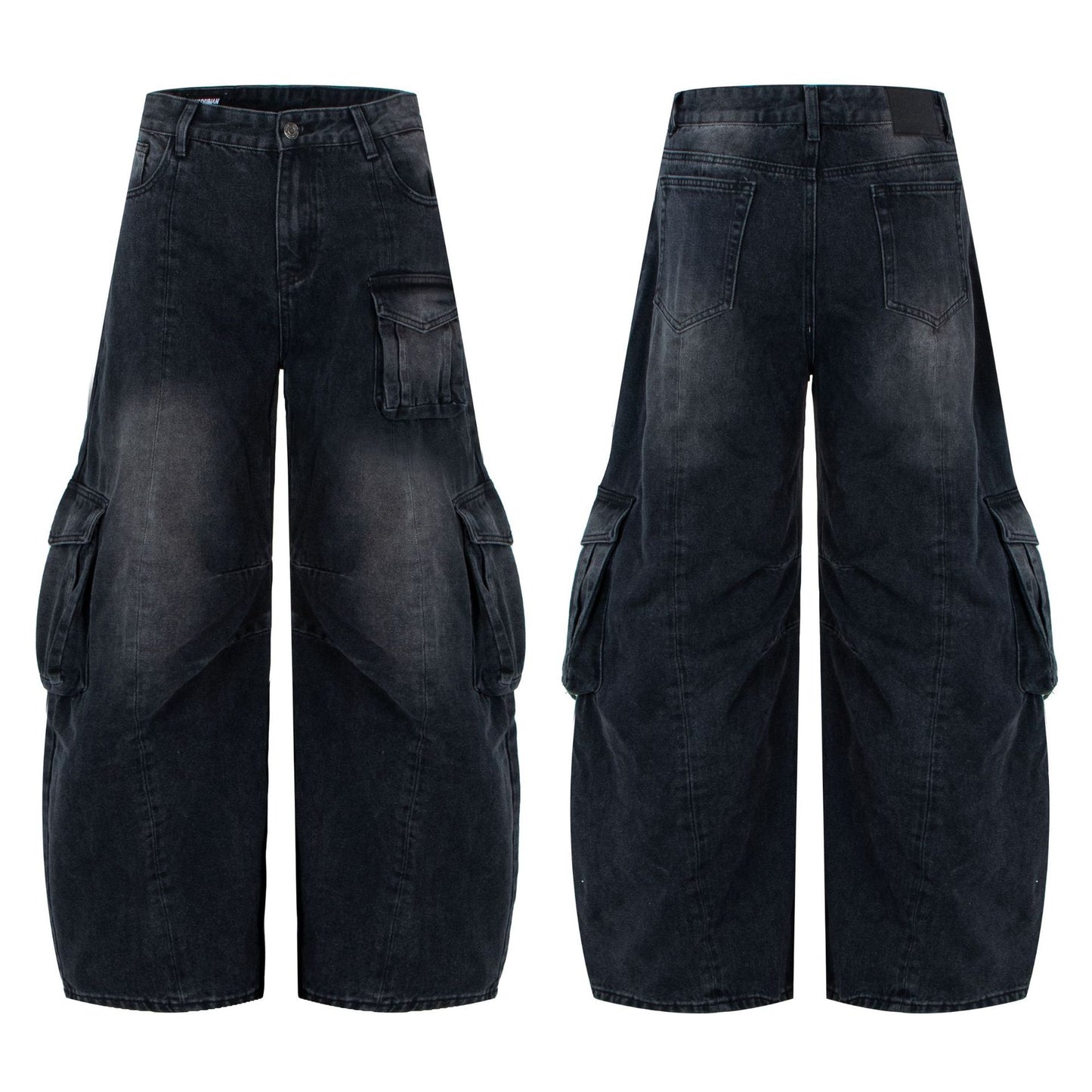 Washed Vintage Loose Cargo Pants Women Retro Versatile Denim Pants