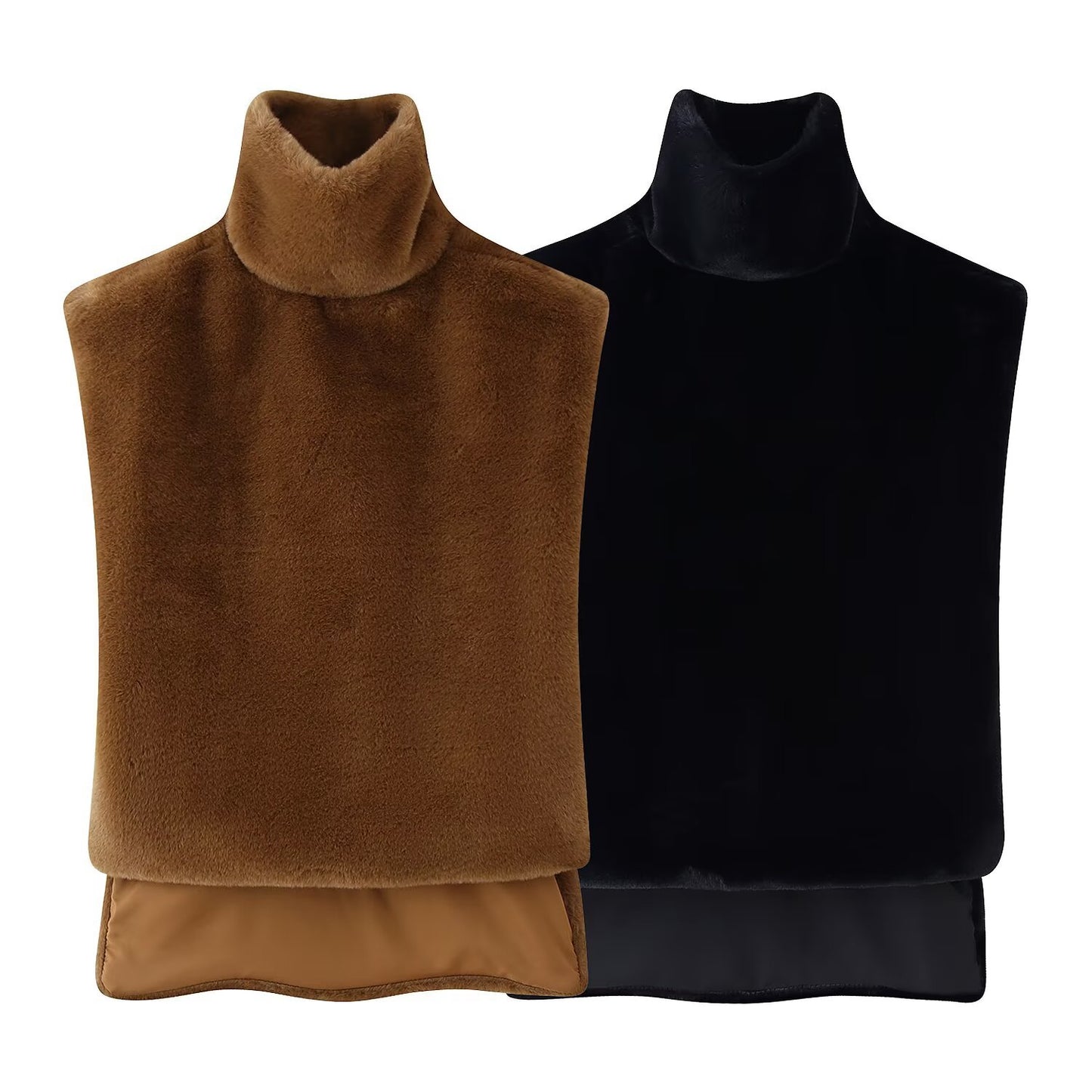 High necked faux fur shawl jacket for women's clothing