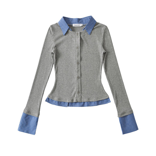 Collar long sleeved slim fit top