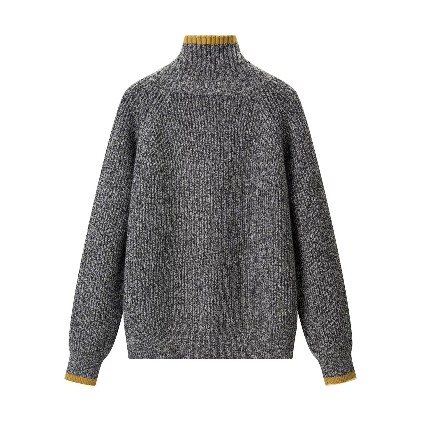 Fake two piece single breasted reversible stand up collar knitted sweater