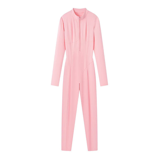 Yoga Suit Women's 3D Shaping Fit Round Neck Long Sleeve Athletic One-Piece Yoga Suit