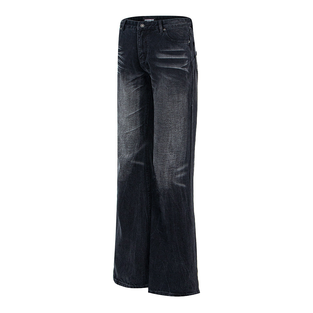 Style Distressed Cat-Whisker Straight Leg Loose Jeans for Men and Women, Clean Fit, Versatile, High-Quality Pants