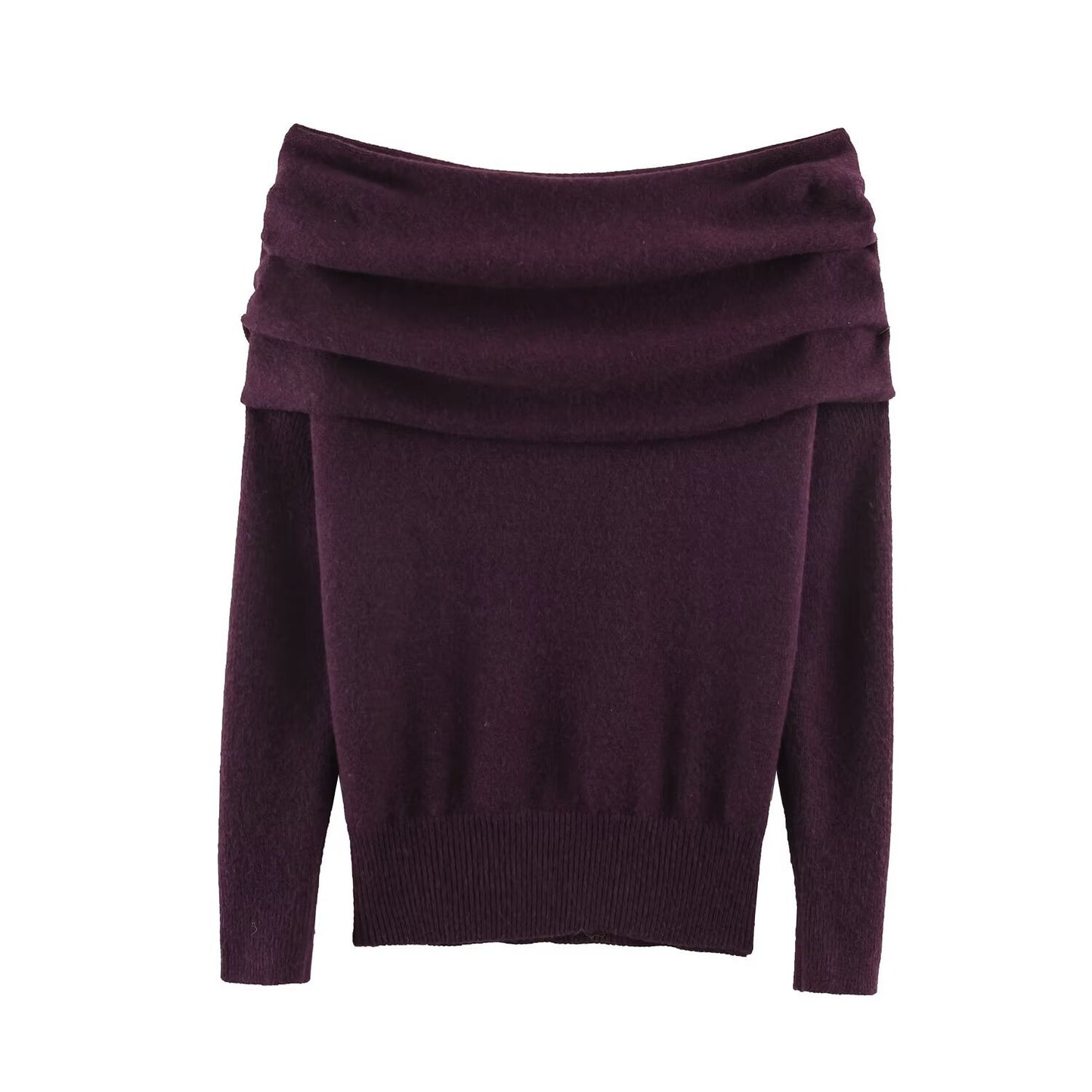 Hot Girl Flat Needle Off Shoulder Knitted Shirt