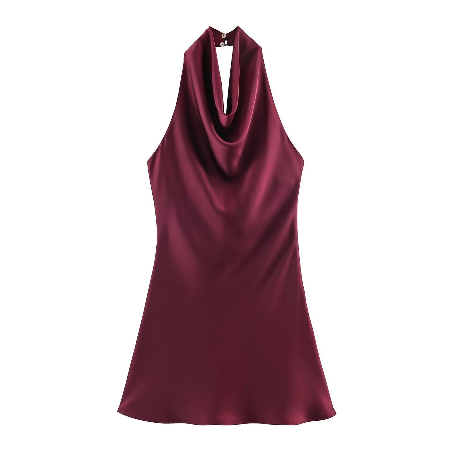 Spicy girl silk hanging neck collar dress