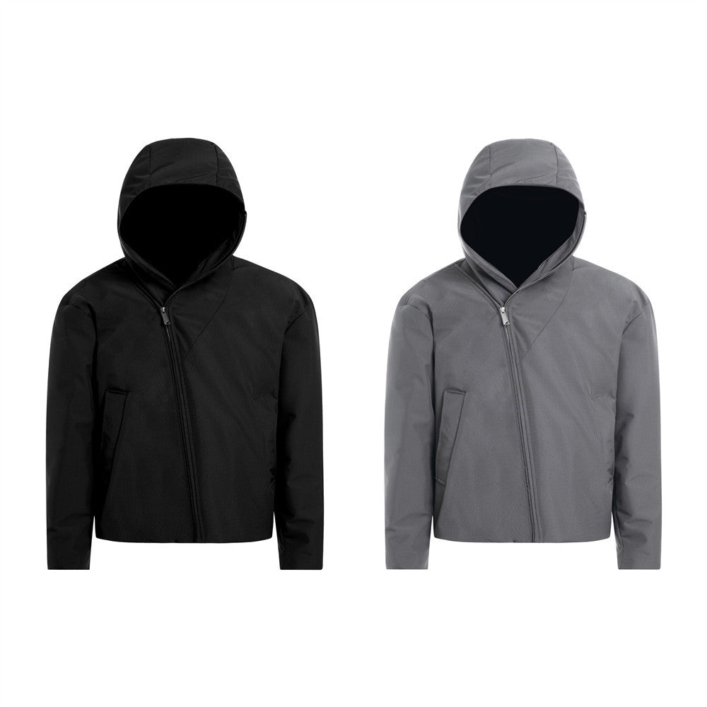 Detachable fur collar hooded cotton jacket