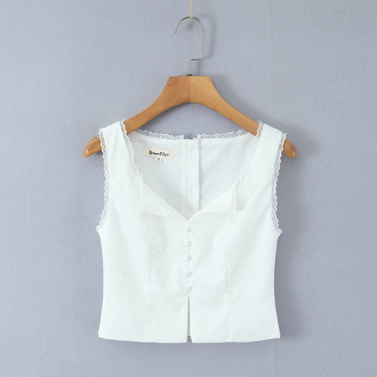 Spicy girl's small lapel slim fit zipper sleeveless top