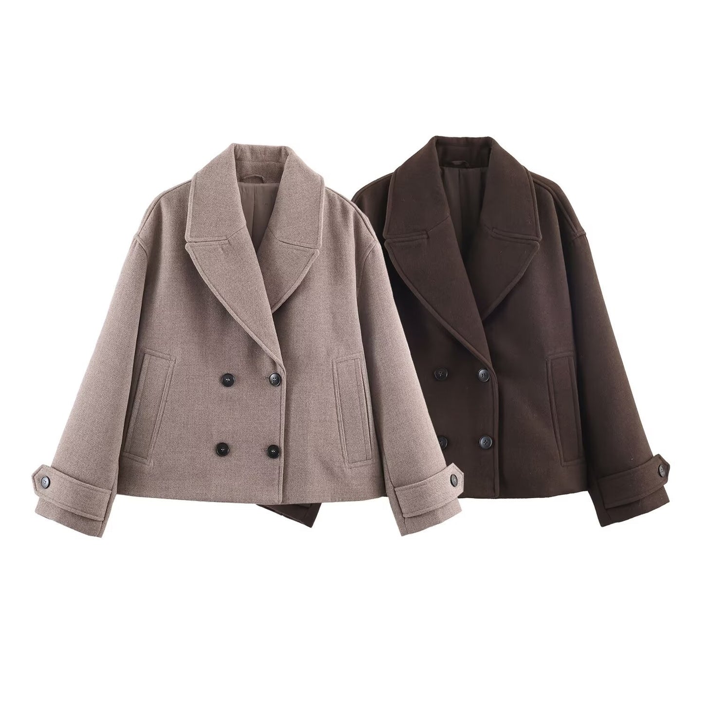 Commuting style double breasted short coat jacket