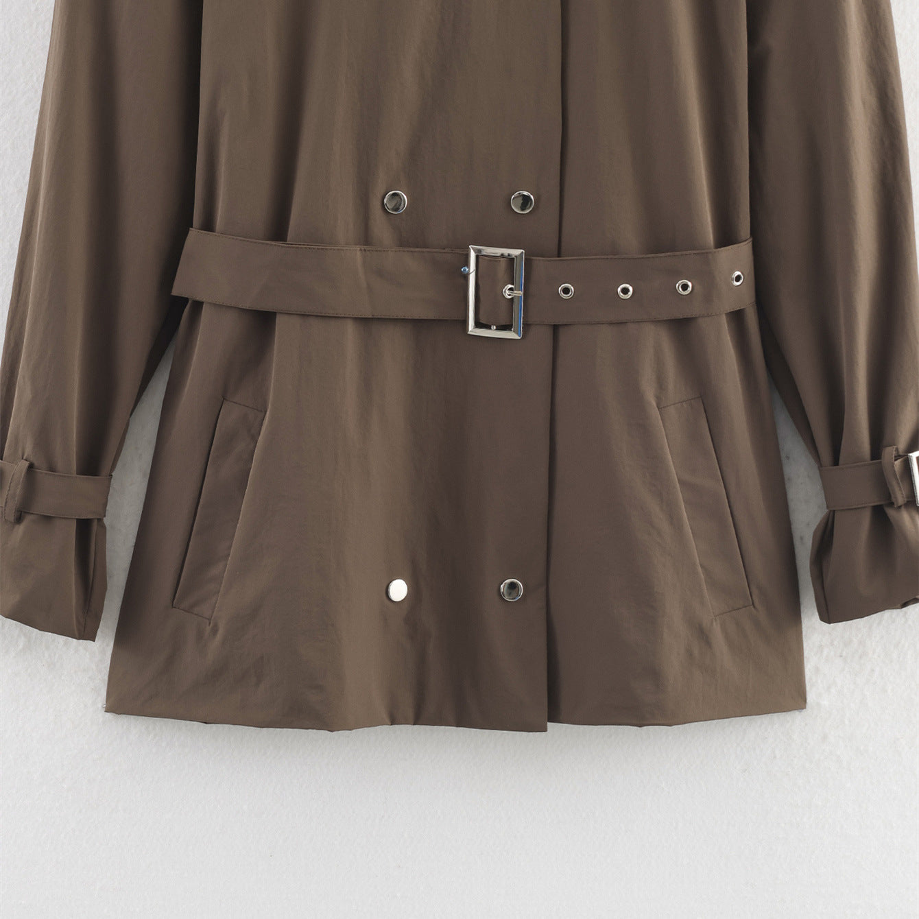 Street belt decoration short windbreaker jacket
