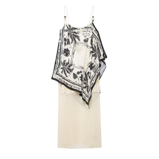 New women's classic and versatile fashion pearl print dress with Western style