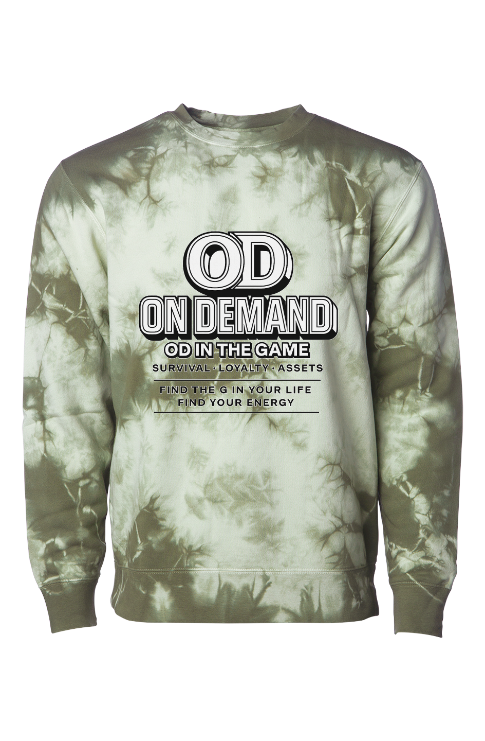On Demand OD Slā Tie Dye Olive Crew Neck