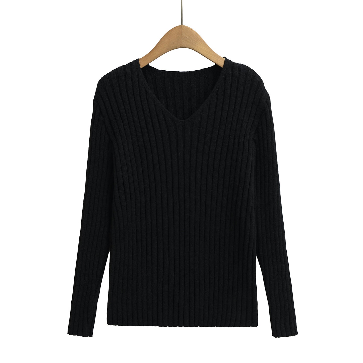 V-neck long sleeved loose sweater