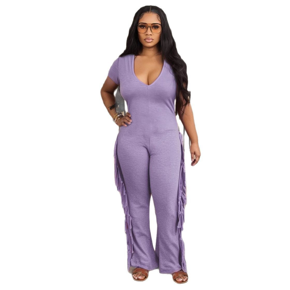 Sexy slim fitting fringe jumpsuit