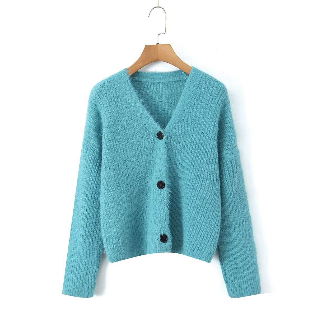 Lazy style high-end mohair cardigan sweater