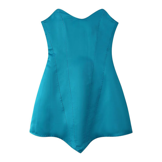 Spicy girl waist cinched back lace up dress
