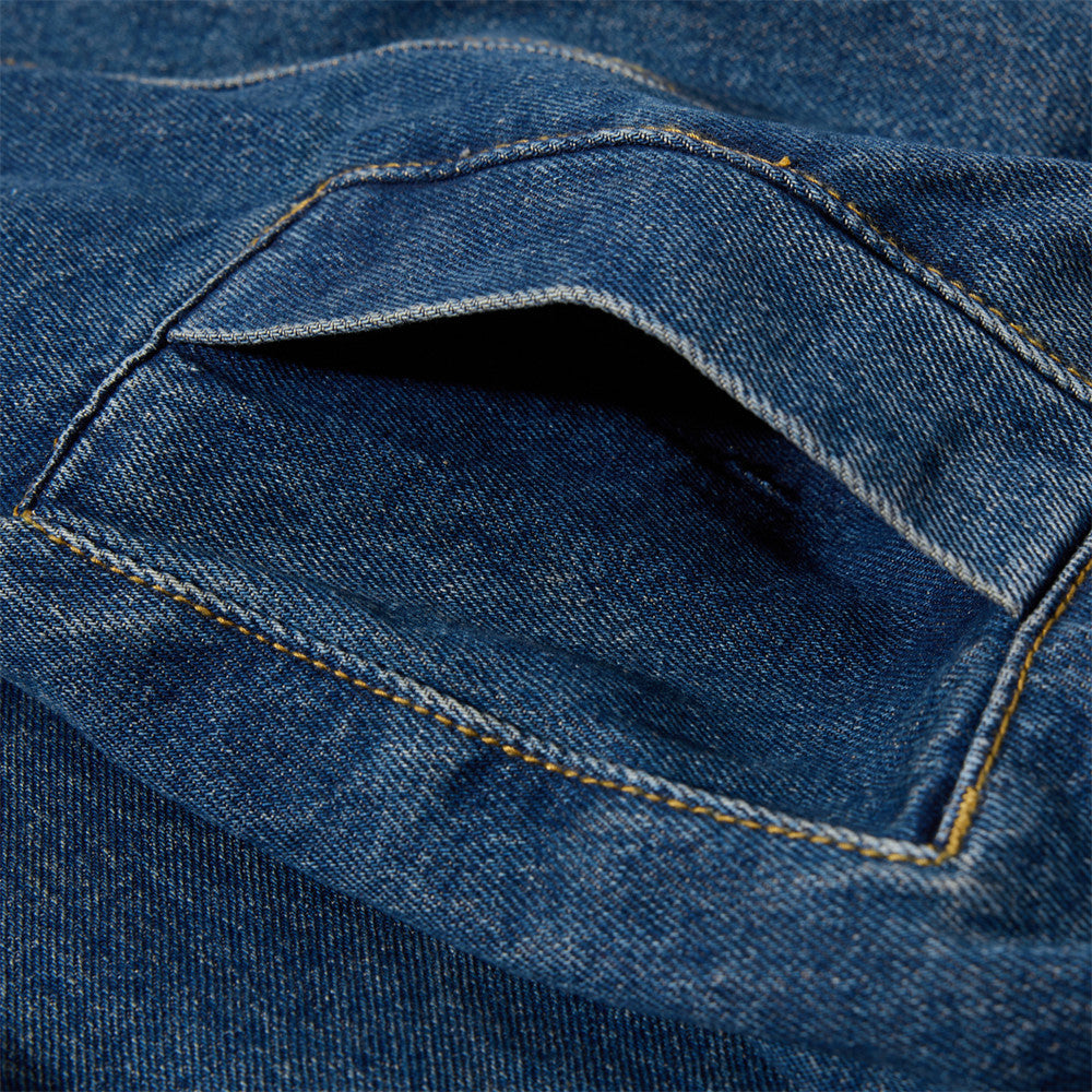 Washed denim stand up collar jacket