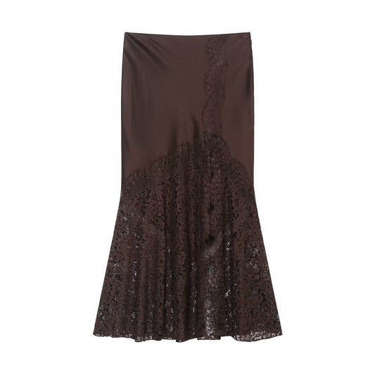 Lace silk half skirt women's clothing