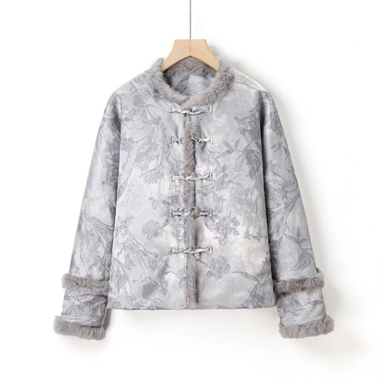 True rabbit fur decoration warm cotton jacket