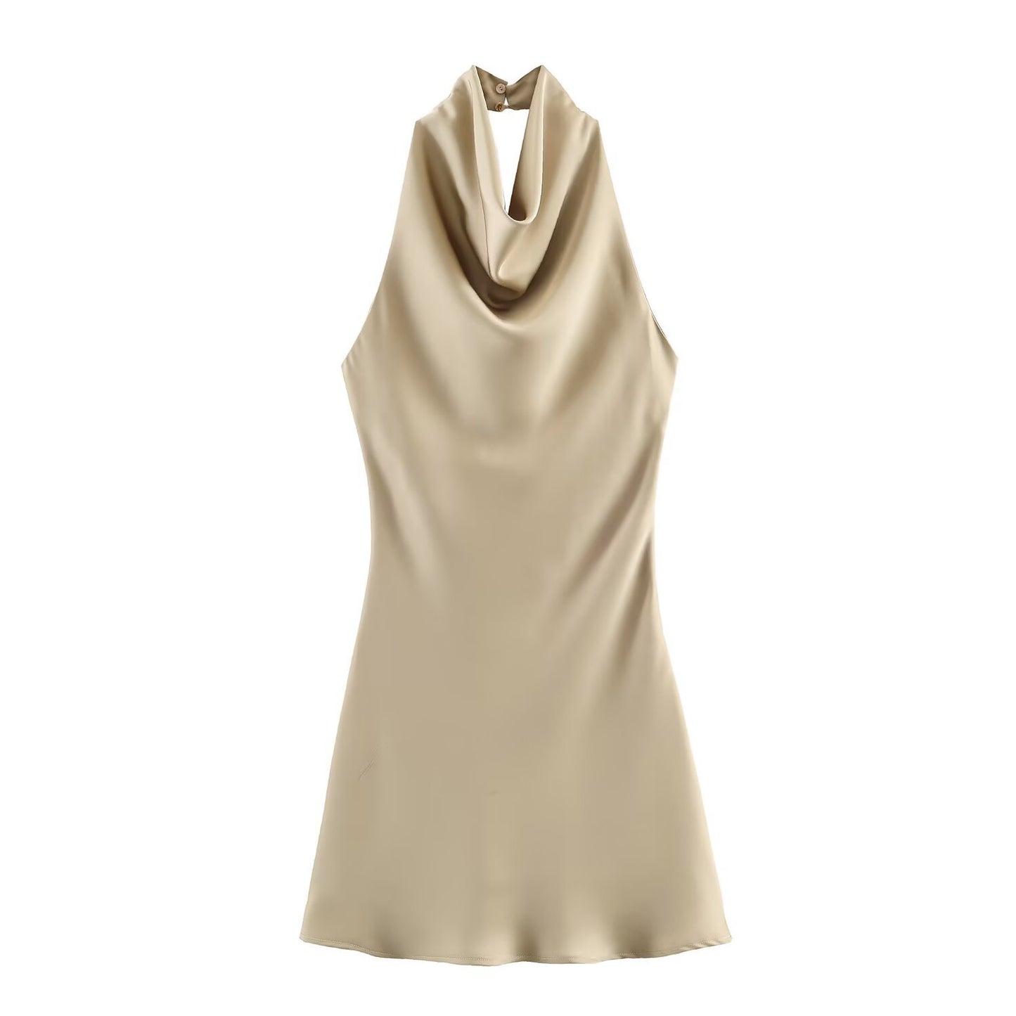 Spicy girl silk hanging neck collar dress