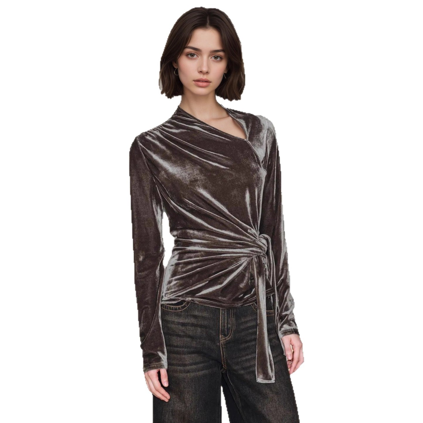 Women's twisted lace up slim fit top
