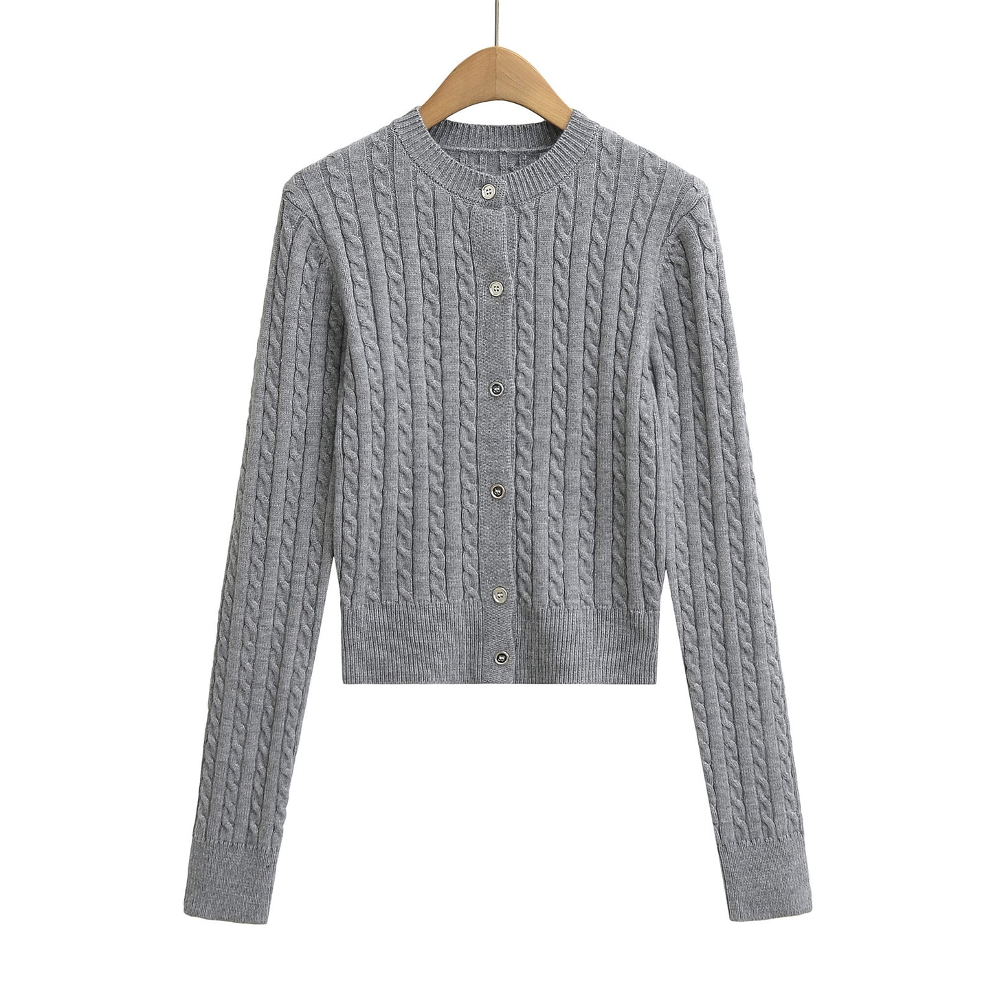 Round neck single breasted cardigan women's sweater